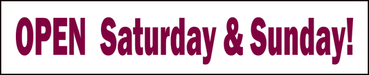 OPEN Saturday & Sunday ........ 10ft x 2ft